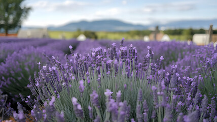 Fototapeta premium A field of lavender swaying in the breeze