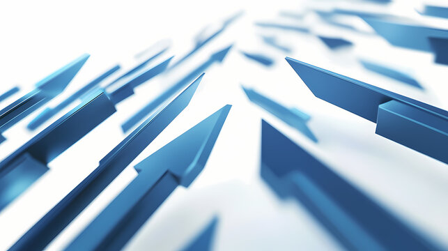 Dynamic array of sleek blue arrows surging forward on pristine white background conveying progress momentum and unified direction bold graphic representation of advancement. Momentum. Illustration