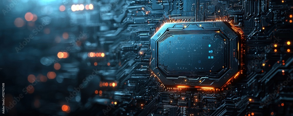 Poster high-tech digital shield symbolizing cybersecurity and network protection