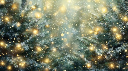 Dreamy christmas tree with glowing lights