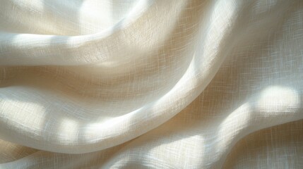 Classic beige linen fabric texture with subtle shadows, ideal for textile or natural design...