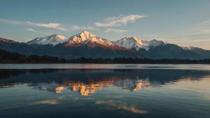 "Serene Lake Reflecting Majestic Mountain Peaks"