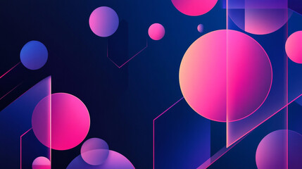 Abstract Neon Pink Blue Circles Geometric Background Wallpaper Design