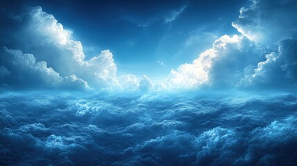 Obraz premium Dark blue gradient sky with soft cloud coverage, providing a calming natural backdrop for designs.