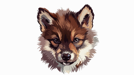 Cute Wolf Cub Head on White Background Vector Illustration