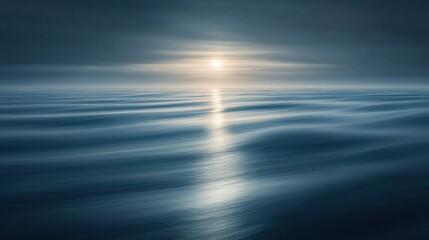 Ethereal sunlight beams in deep blue ocean