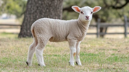 Obraz premium Adorable Lamb in a Pastoral Setting