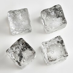 Obraz premium Four sparkling crystalline ice cubes on white