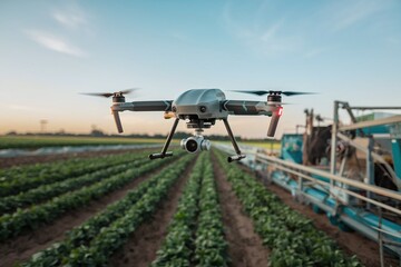 Precision agriculture And Agriculture Man working in the plantation with a drone