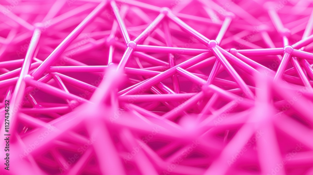 Aufkleber abstract interconnected pink plastic rods forming a network-like structure in close-up view