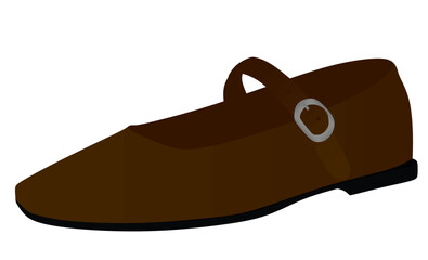 Brown flat heel shoe. vector illustration