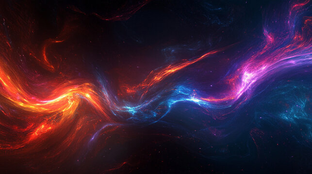 Abstract Cosmic Nebula  Red  Blue  and Purple Energy Waves Background