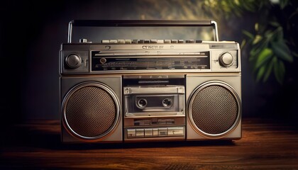 Obraz premium Vintage boombox. Generated image