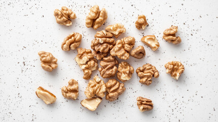Obraz premium Healthy Walnuts Scattered Shelled Walnuts Nutritious Snack Food Photography