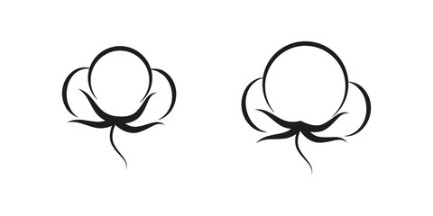 Soft cotton plant designs. Natural textile symbols