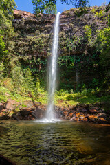 View of path towards Cachoeira do Urubu Rei (Vulture King Waterfall) at Serras Gerais - Almas,...