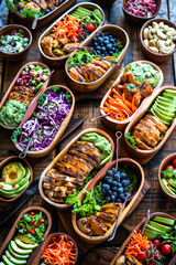 Fototapeta premium Wooden Lunch Containers with Anti-Inflammatory Foods