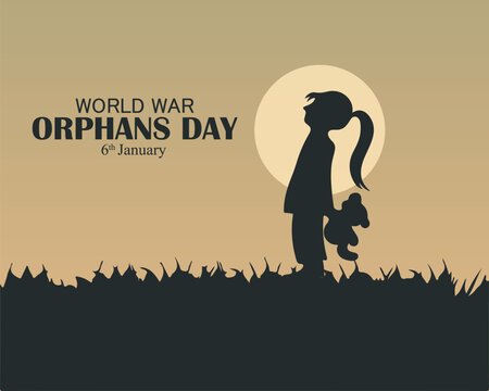 world war orphans day. 6 January. world day of war orphans holiday concept and banner, poster, card. background. vector illustration.