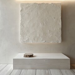 Minimalist interior with textured wall and wooden floor