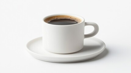 Obraz premium Minimalist white coffee cup with espresso