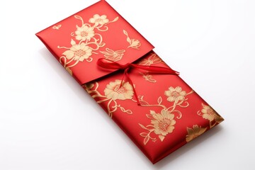 Chinese red envelop gift white background celebration.