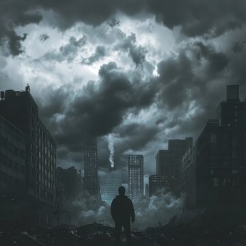 Ominous storm clouds rolling across the sky, creating a sense of nature��s intensity and drama.