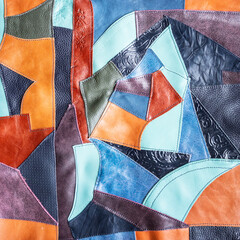 background from multi-colored leather patchwork