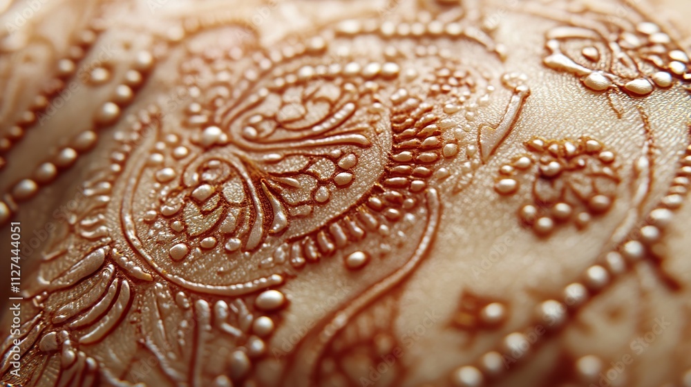 Poster a close-up view of a delicate mehndi design featuring simple tikki patterns on a hand, highlighting 