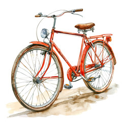 A watercolor illustration of a bicycle, isolated on a white background. Bicycle vector.