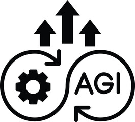 Continuous Improvement icon. Represents the how AGI process of enhancing systems and processes. Ideal for illustrating growth, development, and progress in various contexts.