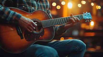 Obraz premium A spiritually relaxing view of a Devotional singing guitar accompaniment