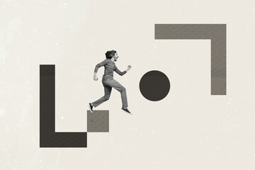 Composite artwork photo collage template sketch of copyspace element geometric figure shapes object...