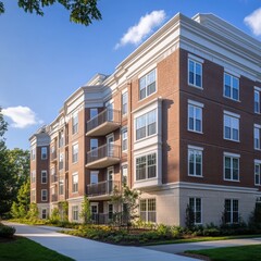 Newly built apartments with traditional design and rounded edges