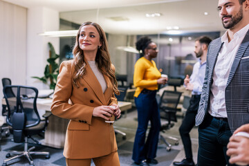 Business people on a coffee break during a seminar.