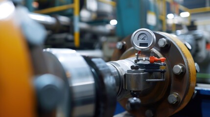 A closeup of a sensor attached to a large piece of machinery measuring temperature vibration and other performance indicators that feed into the predictive maintenance system.