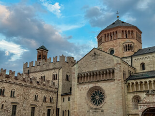 Impressive facade of the Trento Cathedral in city of Trento, Trentino Alto Adige, Italy....