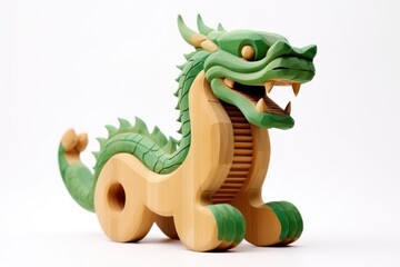 Obraz premium Wood Chinese Dragon dragon green wood.