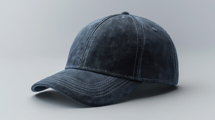 Baseball cap mockup on a plain background, adjustable strap and detailed fabric texture, customizable for logos and embroidered designs