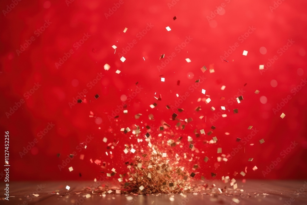 Poster luck exploding from firecrackers exploding glitter illuminated.