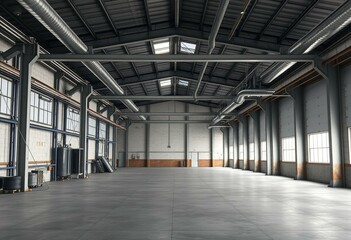 Obraz premium Industrial place interior with modern aesthetic