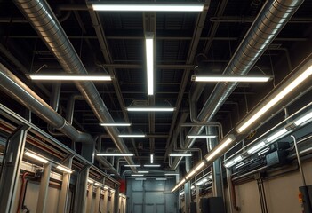 Obraz premium Industrial place interior with futuristic aesthetic