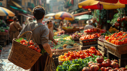 Organic Grocery Shopping at a Local Farmer's Market