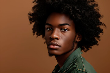 Portrait of a Young Man with Afro Hair