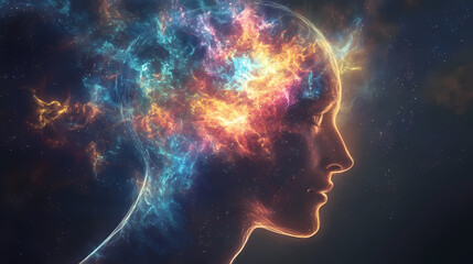 Obraz premium Generative ai - galaxy of the mind. Fractal. Illustration