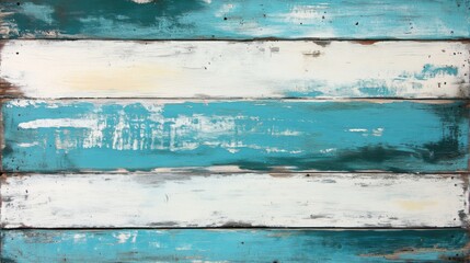 Obraz premium Rustic turquoise and white wooden planks background