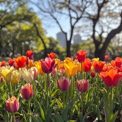 Obraz premium Tulips bloom in Tokyo