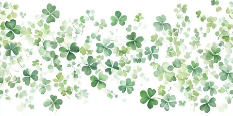 Seamless green clover and shamrock border