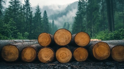 Sawn spruce trunks stacked neatly a glimpse into the logging timber wood industry