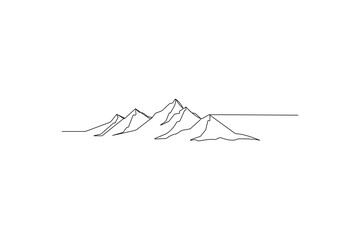 One continuous line drawing of the mountain vector illustration