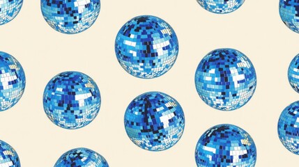 Fototapeta premium A pattern of blue disco balls on white